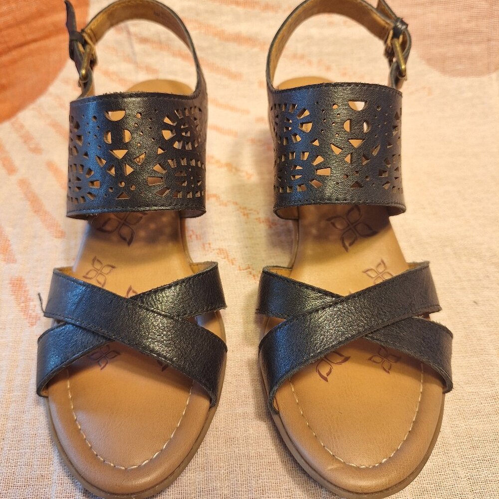 Comfortiva Black Heeled Sandal with Adjustable Strap 8M